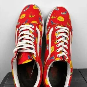 Vans Old Skool (Pool Vibes) size 13 Racing Red kiddie pool parrot palm tree A-22 RARE? VANS Authentic Pool Vibes Parrot Inflatable Pool Sz 9  main image 4